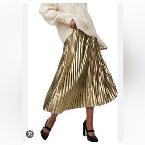 J. Crew Collection Gold Pleated Skirt